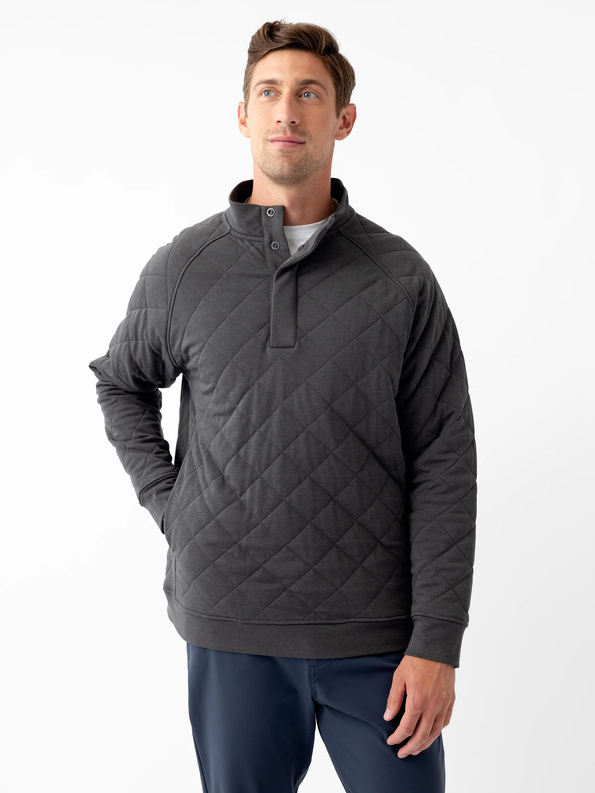 Men's Brushed Bamboo Quilted Snap Pullover