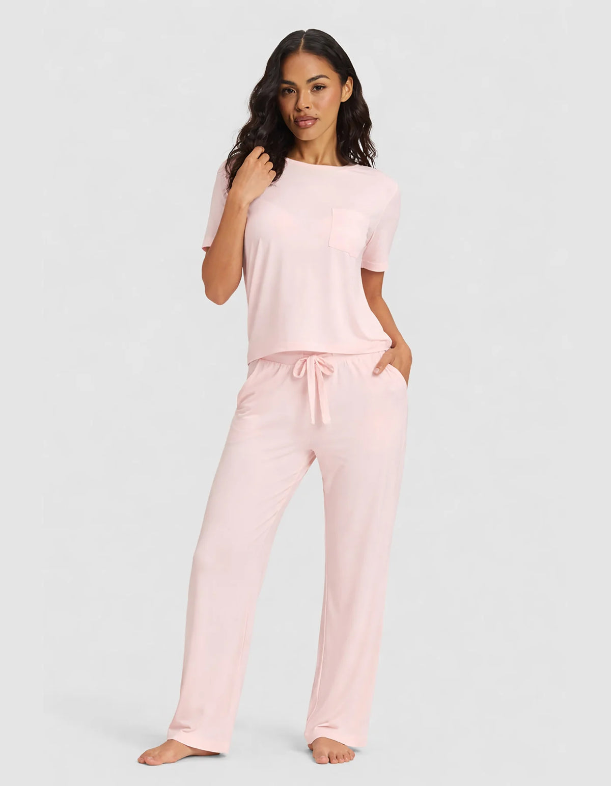Women's Bamboo Stretch-Knit Lounge Tee & Pants Set